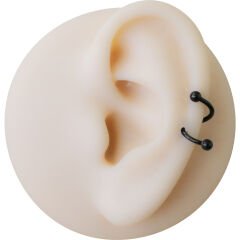 Siyah Çelik Toplu Spiral Halka Piercing, Tragus-Lobe-Helix-Dudak-Auricle-Kıkırdak