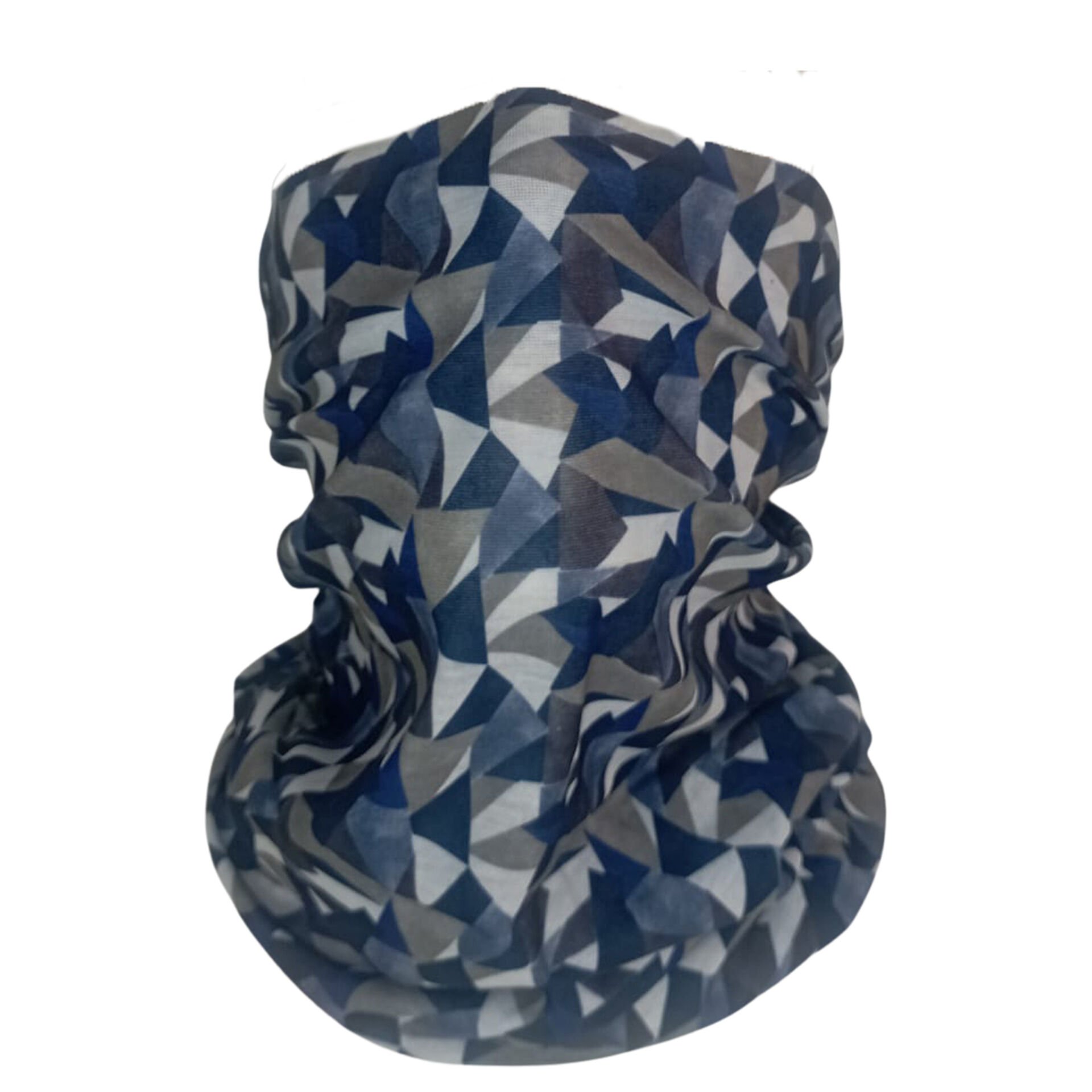 Geometrik Lacivert-Gri Desenli Boru Bandana | 25x50 cm Microfiber