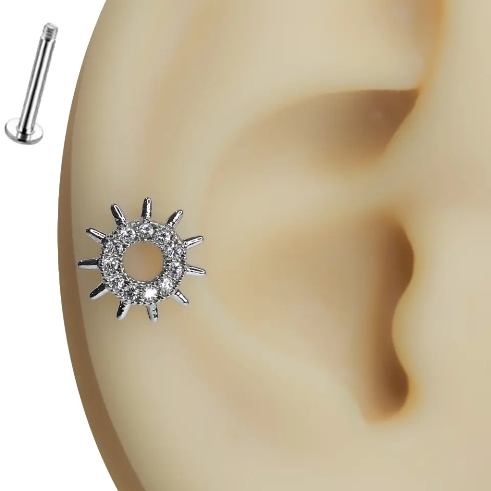 Gündoğumu serisi gümüş renkli tragus helix kıkırdak piercing ürün çeşitleri