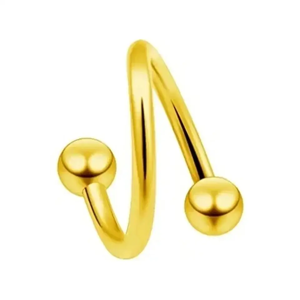 Altın renkli toplu spiral tasarımı 316L cerrahi çelik spiral dudak kıkırdak halka piercing