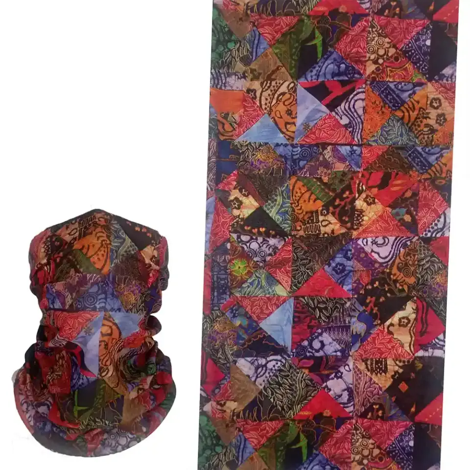 Egzotik mozaik desenli, saça ve boyuna bağlanabilen çok amaçlı buff boru bandana saç bandı.