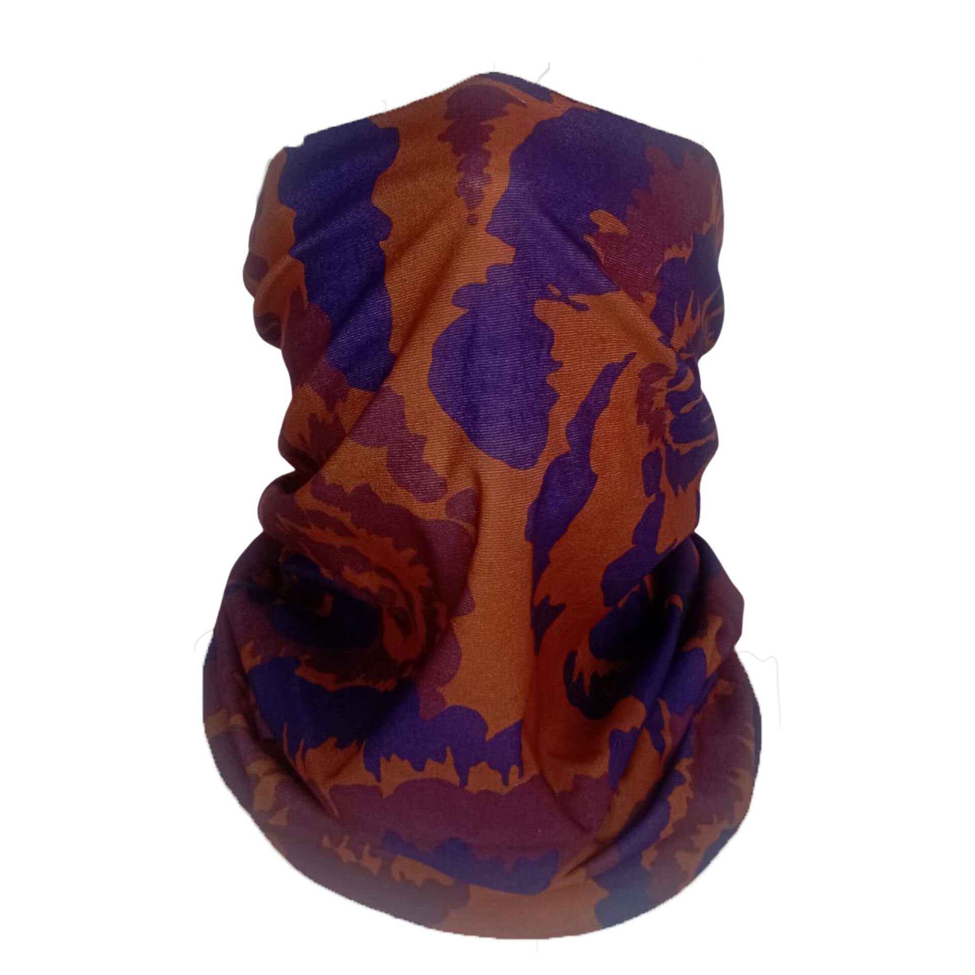 Retro Çiçek Desenli Boru Bandana | Mavi & Kahverengi