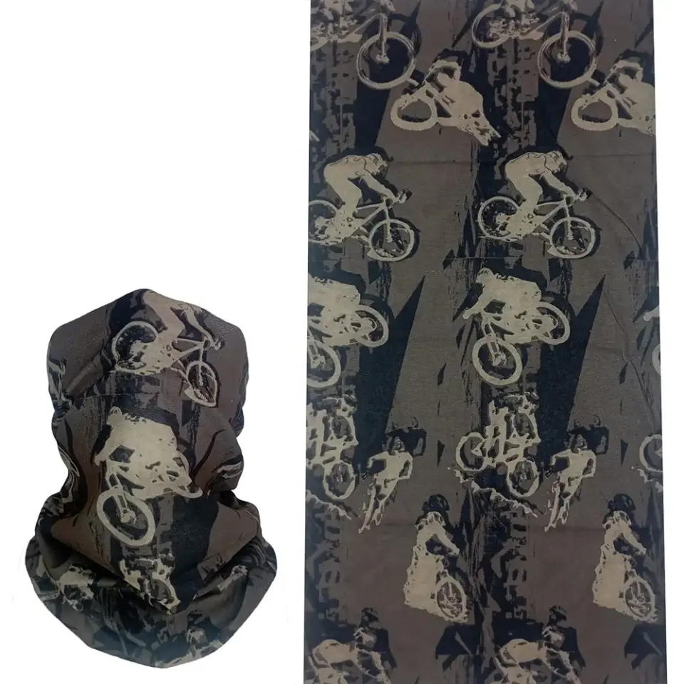 Ekstrem bisikletçi desenli, saça ve boyuna bağlanabilen çok amaçlı buff boru bandana saç bandı.