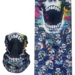Neon Skull Party Boru Bandana | Renkli Kafatası & Müzik Desenli