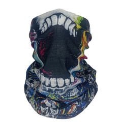 Neon Skull Party Boru Bandana | Renkli Kafatası & Müzik Desenli