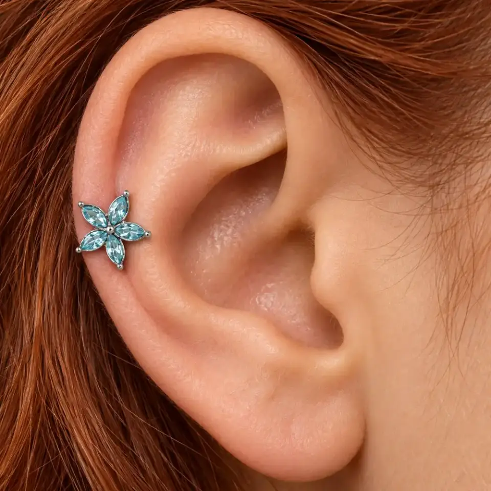 mavi-cicek-helix-piercing