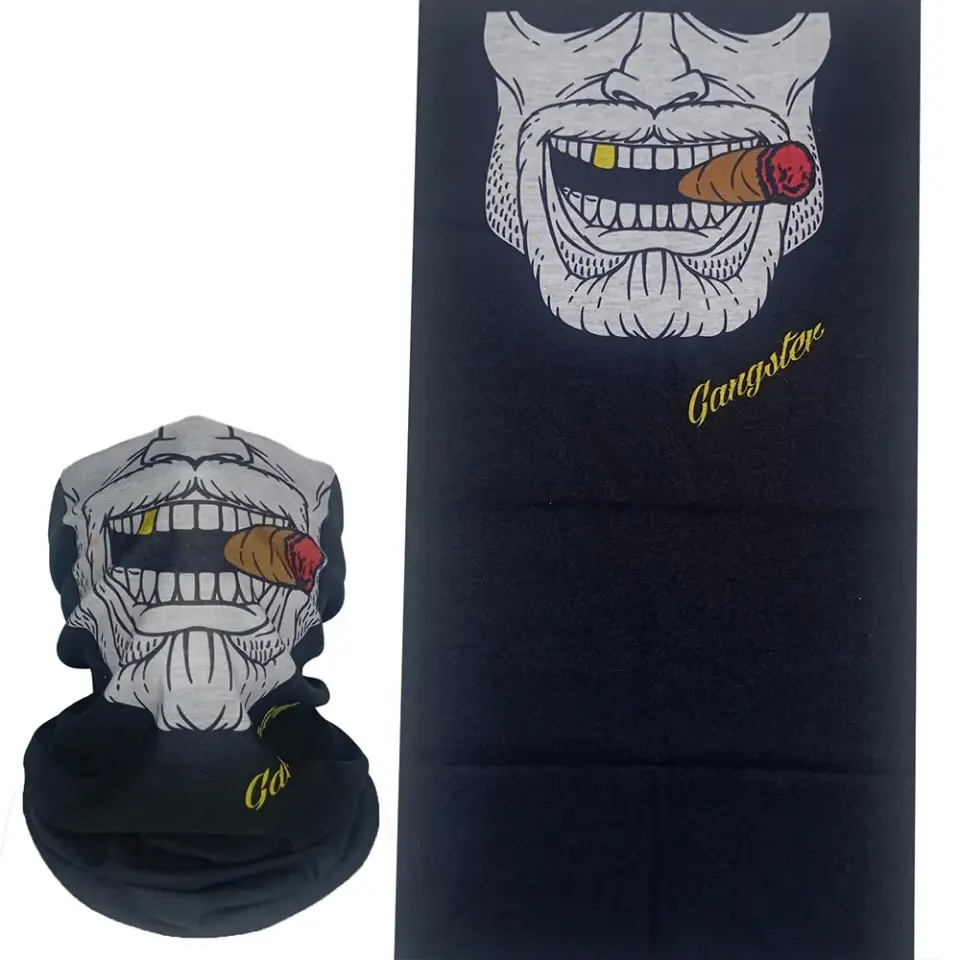 Puro gangster yüz desenli, saça ve boyuna bağlanabilen çok amaçlı buff boru bandana saç bandı.