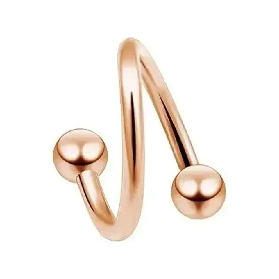 Rose renkli toplu spiral tasarımı 316L cerrahi çelik spiral dudak kıkırdak halka piercing