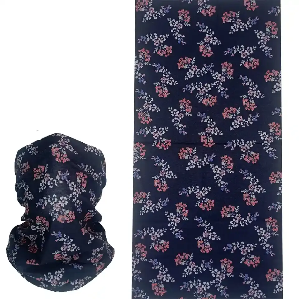 Kır çiçeği desenli, saça ve boyuna bağlanabilen çok amaçlı buff boru bandana saç bandı.