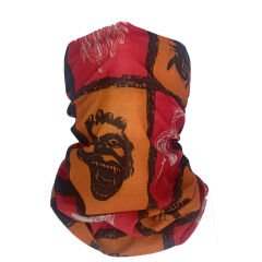 Tribal Mask Boru Bandana | Kırmızı & Turuncu