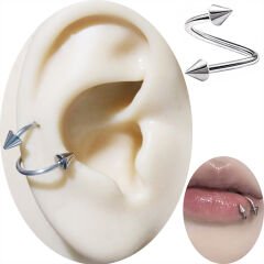 Çelik Spayk Spiral Halka Piercing, Tragus-Lobe-Helix-Dudak-Auricle-Kıkırdak