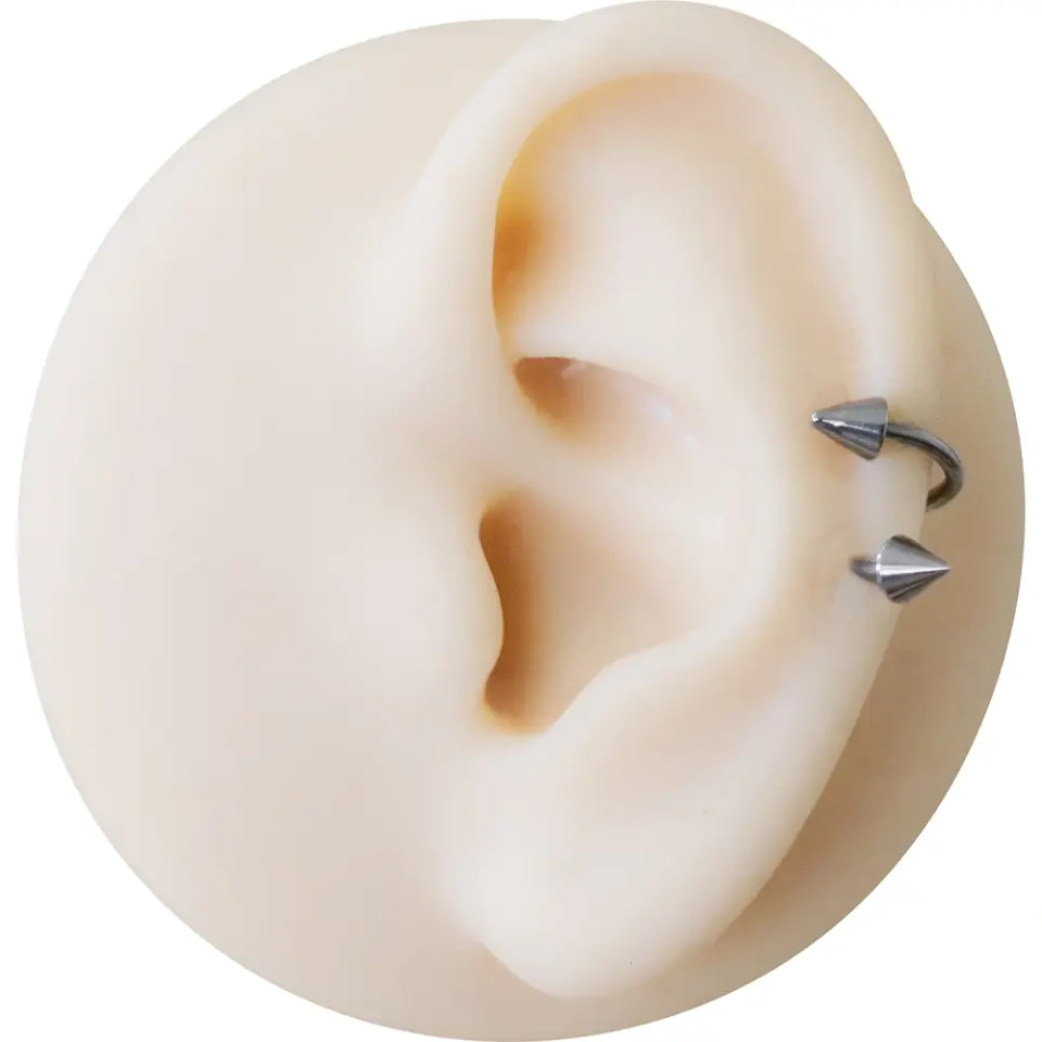 Helix ve kıkırdak kullanımı için uygun paslanmaz gümüş spike spiral dudak kıkırdak halka piercing