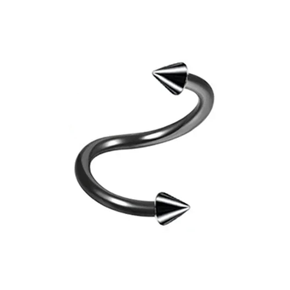 Siyah renkli spike spiral tasarımı 316L cerrahi çelik spiral dudak kıkırdak halka piercing