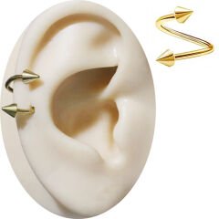 Gold Çelik Spayk Spiral Halka Piercing, Tragus-Lobe-Helix-Dudak-Auricle-Kıkırdak
