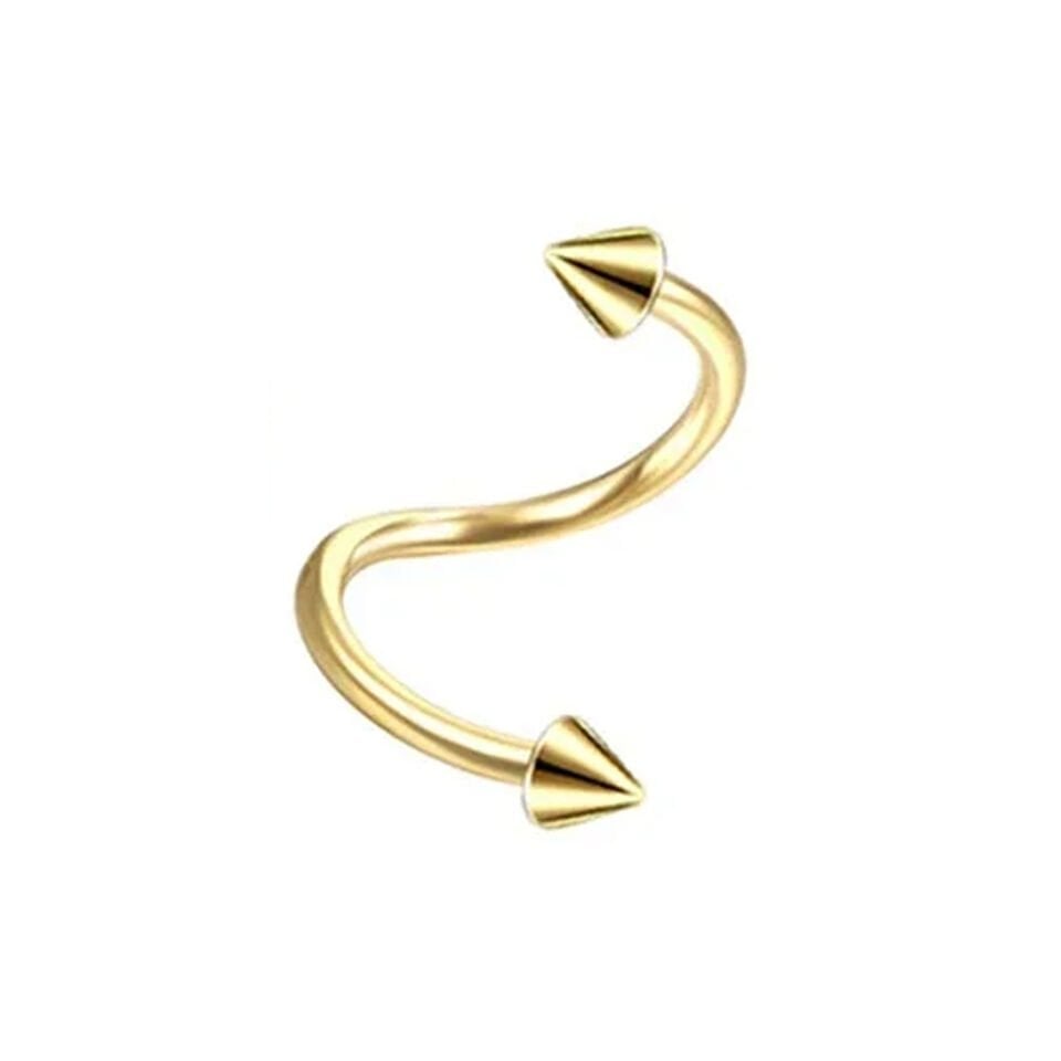 Altın renkli spike spiral tasarımı 316L cerrahi çelik spiral dudak kıkırdak halka piercing