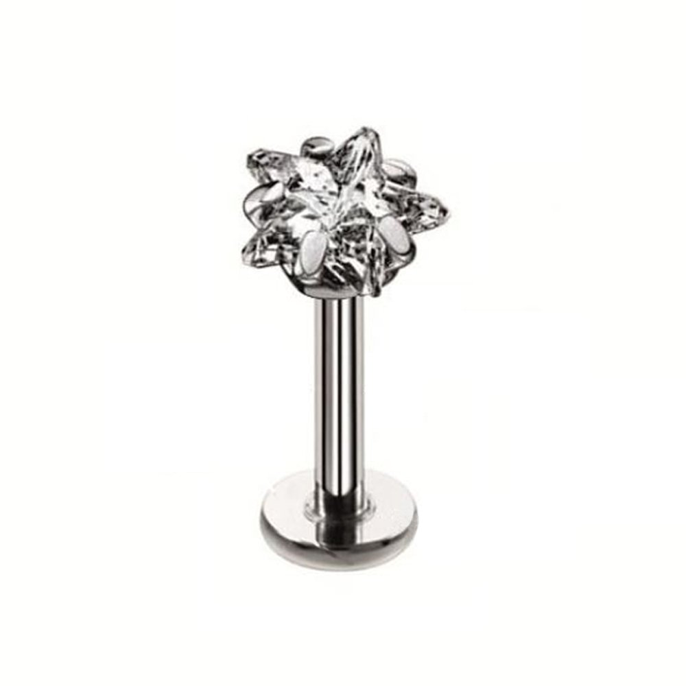 Yıldız kesim zirkon taşlı 316L cerrahi çelik tragus helix kıkırdak piercing
