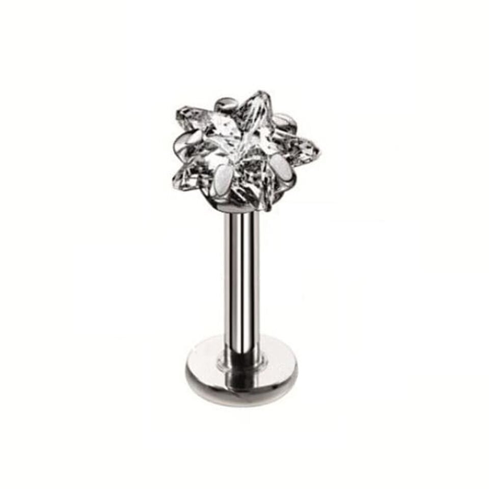 Yıldız kesim zirkon taşlı 316L cerrahi çelik tragus helix kıkırdak piercing