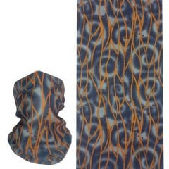 Abstract Wave Desenli Boru Bandana – Lacivert & Turuncu
