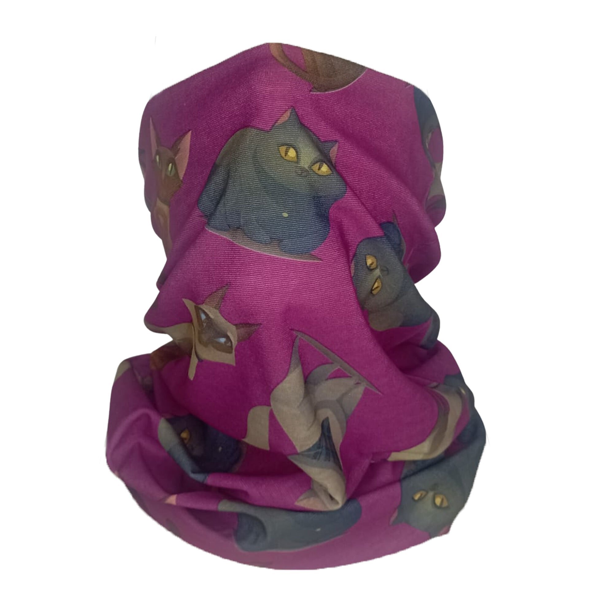 Fuşya Kedi Desenli Buff – Unisex
