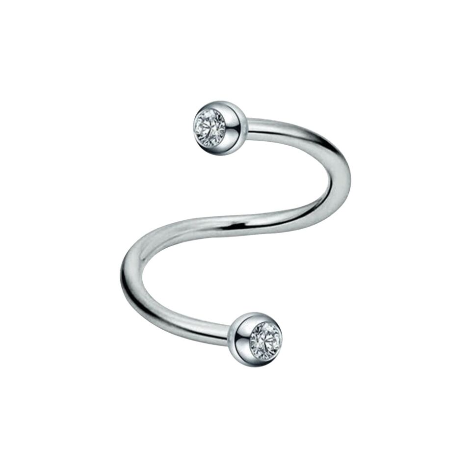 Çelik Taşlı Spiral Halka Piercing, Tragus-Lobe-Helix-Dudak-Auricle-Kıkırdak