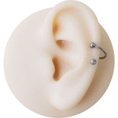Çelik Taşlı Spiral Halka Piercing, Tragus-Lobe-Helix-Dudak-Auricle-Kıkırdak