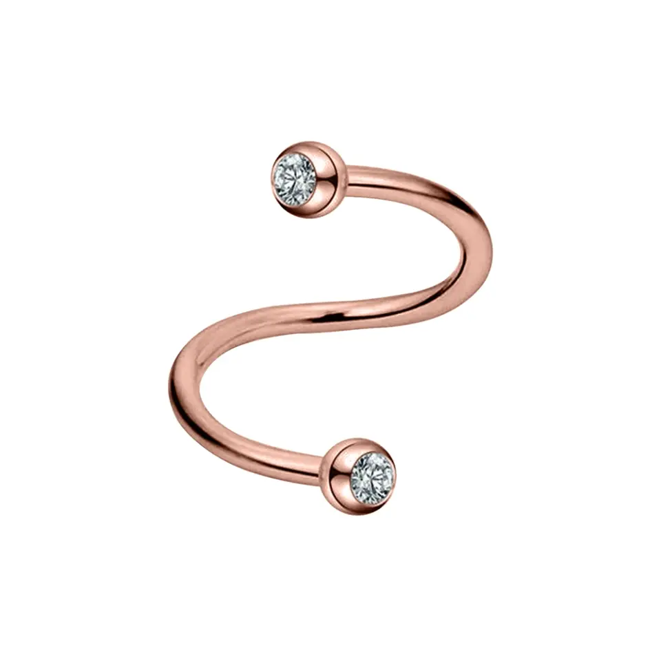 Helix ve kıkırdak kullanımı için uygun paslanmaz rose taşlı spiral dudak kıkırdak halka piercing