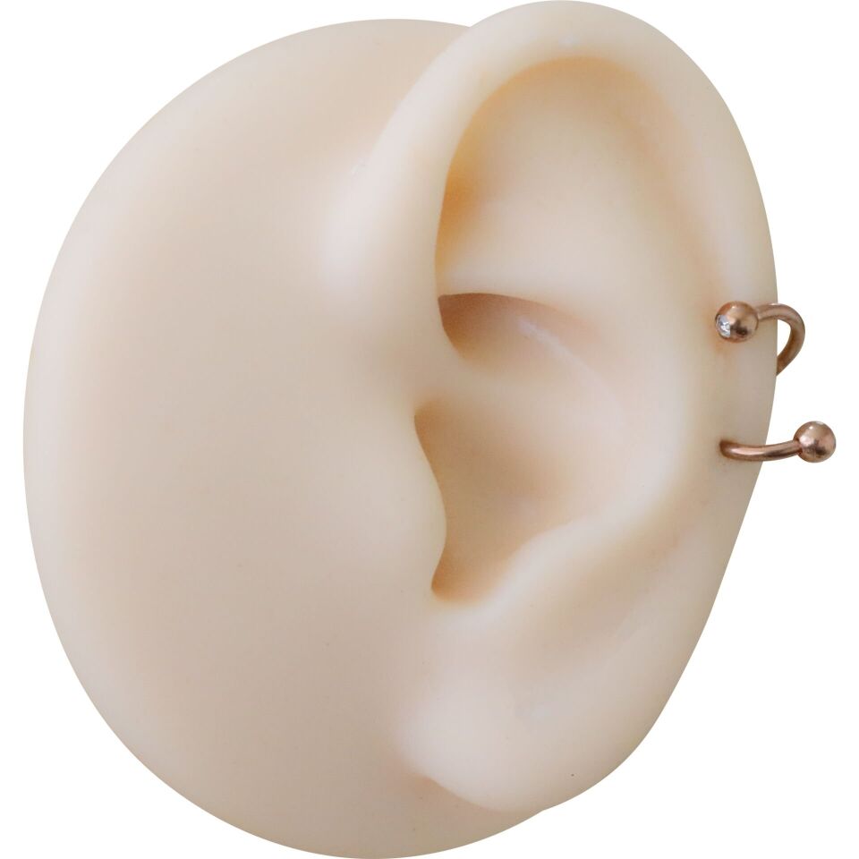Rose Çelik Taşlı Spiral Halka Piercing, Tragus-Lobe-Helix-Dudak-Auricle-Kıkırdak