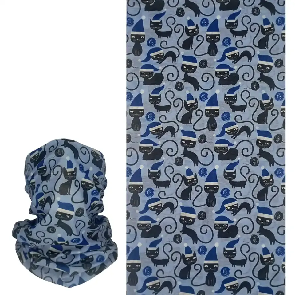 Mavi Kediler saça ve boyuna bağlanan buff Bandana Saç Bandı