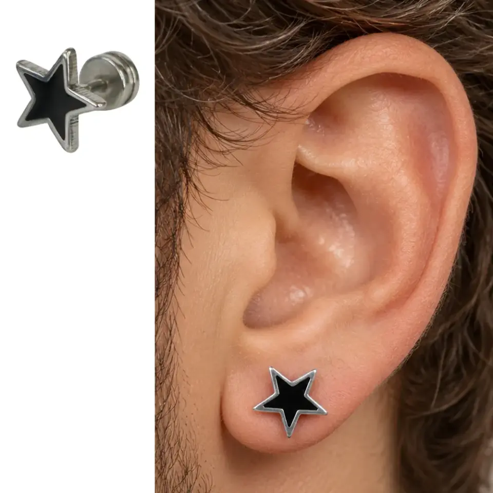 siyah-yildiz-lobe-piercing
