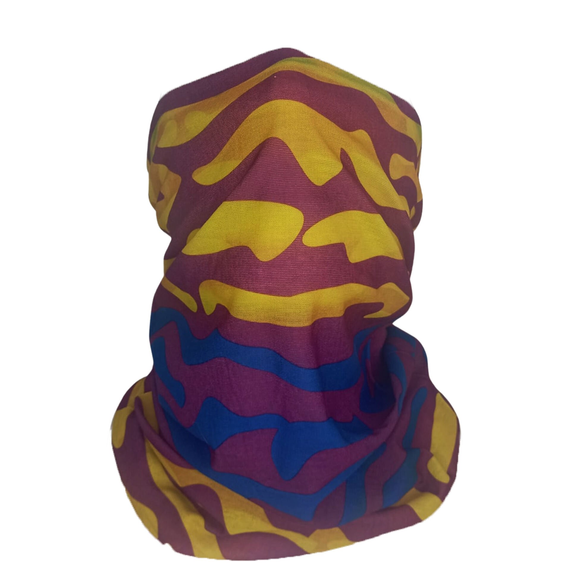Renkli Dalga Desenli Buff – Sarı Mor Mavi Boyunluk