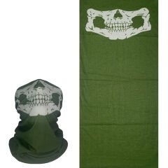 Yeşil Kuru Kafa Desenli Buff – Polyester Microfiber Boyunluk