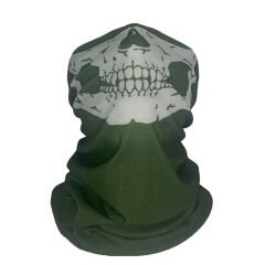 Yeşil Kuru Kafa Desenli Buff – Polyester Microfiber Boyunluk