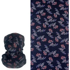 Lacivert Çiçek Desenli Buff – Polyester Microfiber Boyunluk