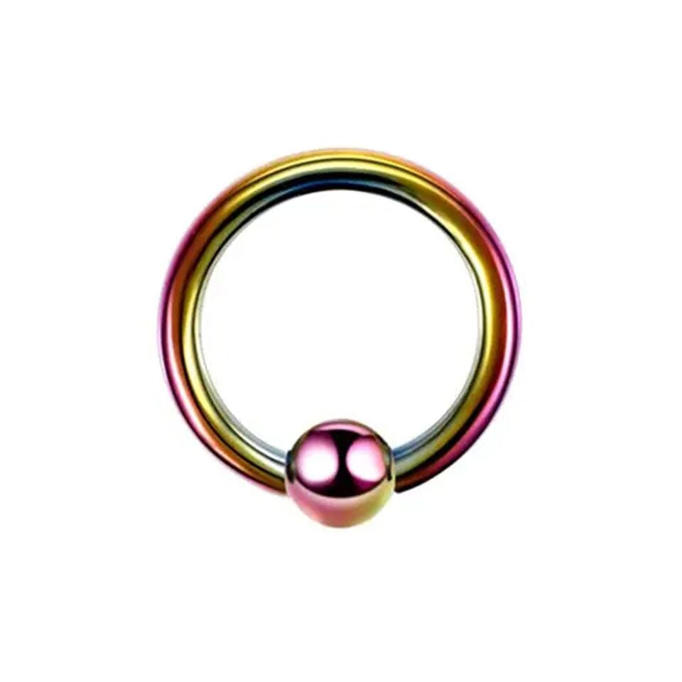 Gökkuşağı Çelik Toplu Halka Piercing, Tragus-Smiley-Helix-Dudak-Auricle-Kıkırdak