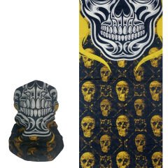Kafatası Desenli Siyah Sarı Buff – Motorcu & Outdoor Boyunluk