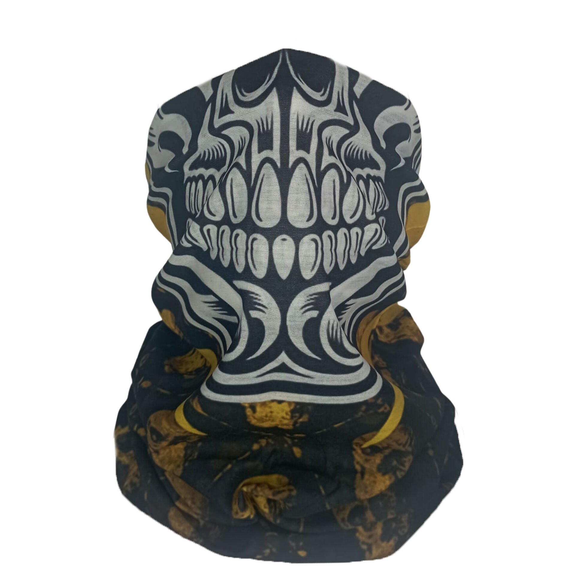 Kafatası Desenli Siyah Sarı Buff – Motorcu & Outdoor Boyunluk