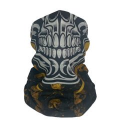 Kafatası Desenli Siyah Sarı Buff – Motorcu & Outdoor Boyunluk