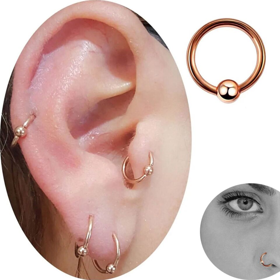 Rose Çelik Toplu Halka Piercing, Tragus-Smiley-Helix-Dudak-Auricle-Kıkırdak