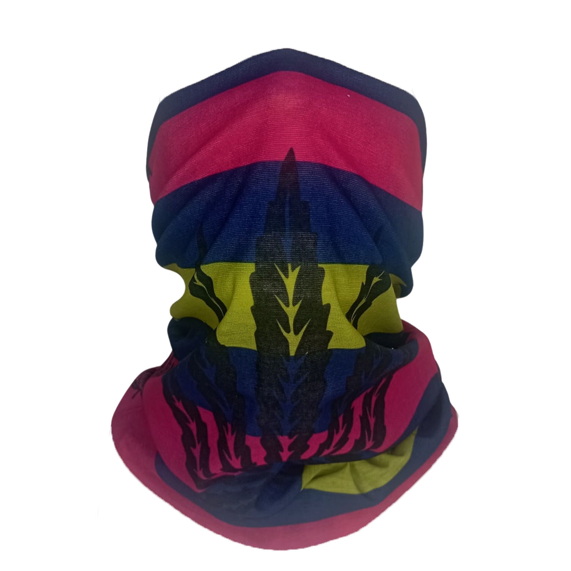 Renkli Çizgili Yaprak Baskılı Buff – Boyunluk