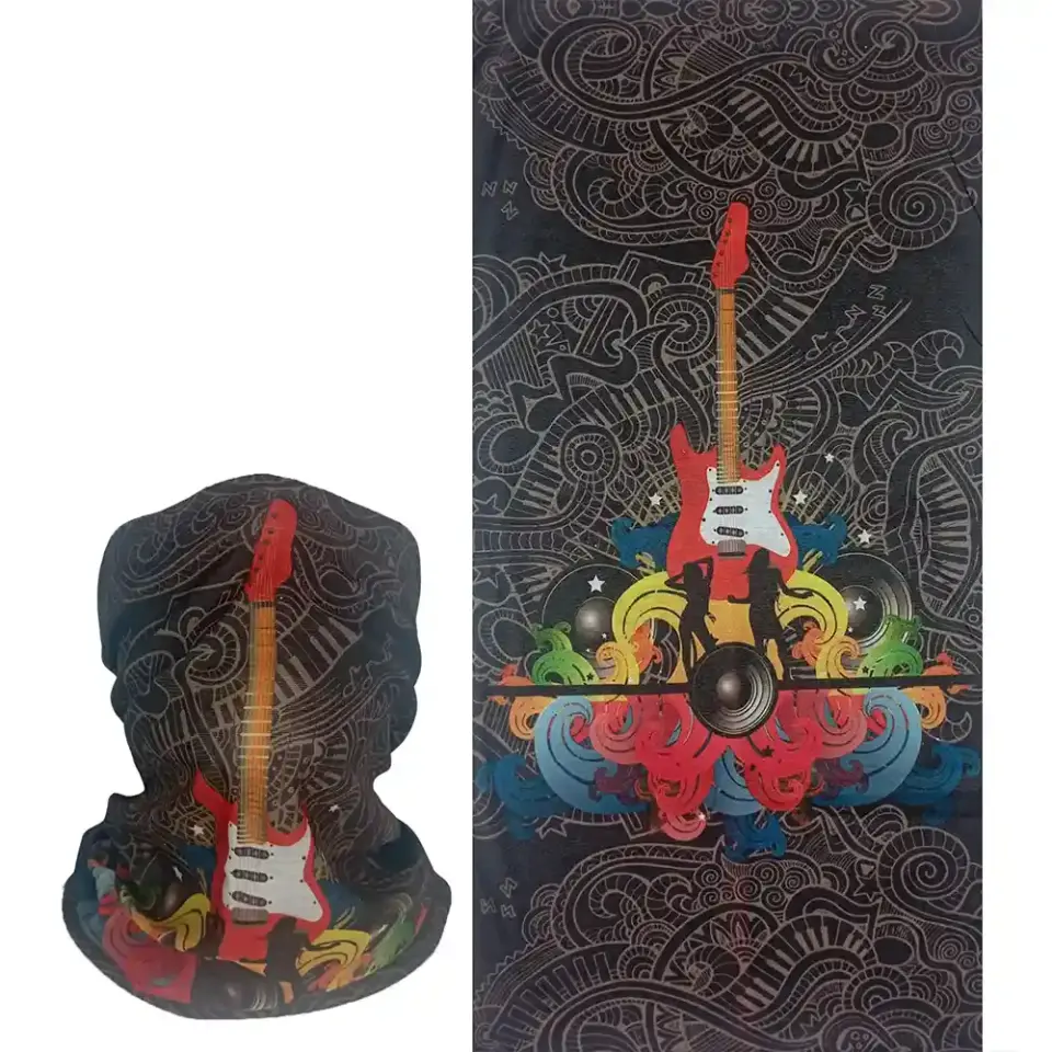 Saça bağlanan Elektro Gitar Desenli buff Boru Bandana Saç Bandı