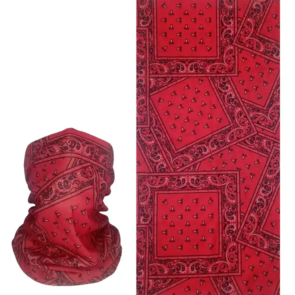 Kırmızı Klasik Paisley Desenli buff Boru Bandana Saç Bandı