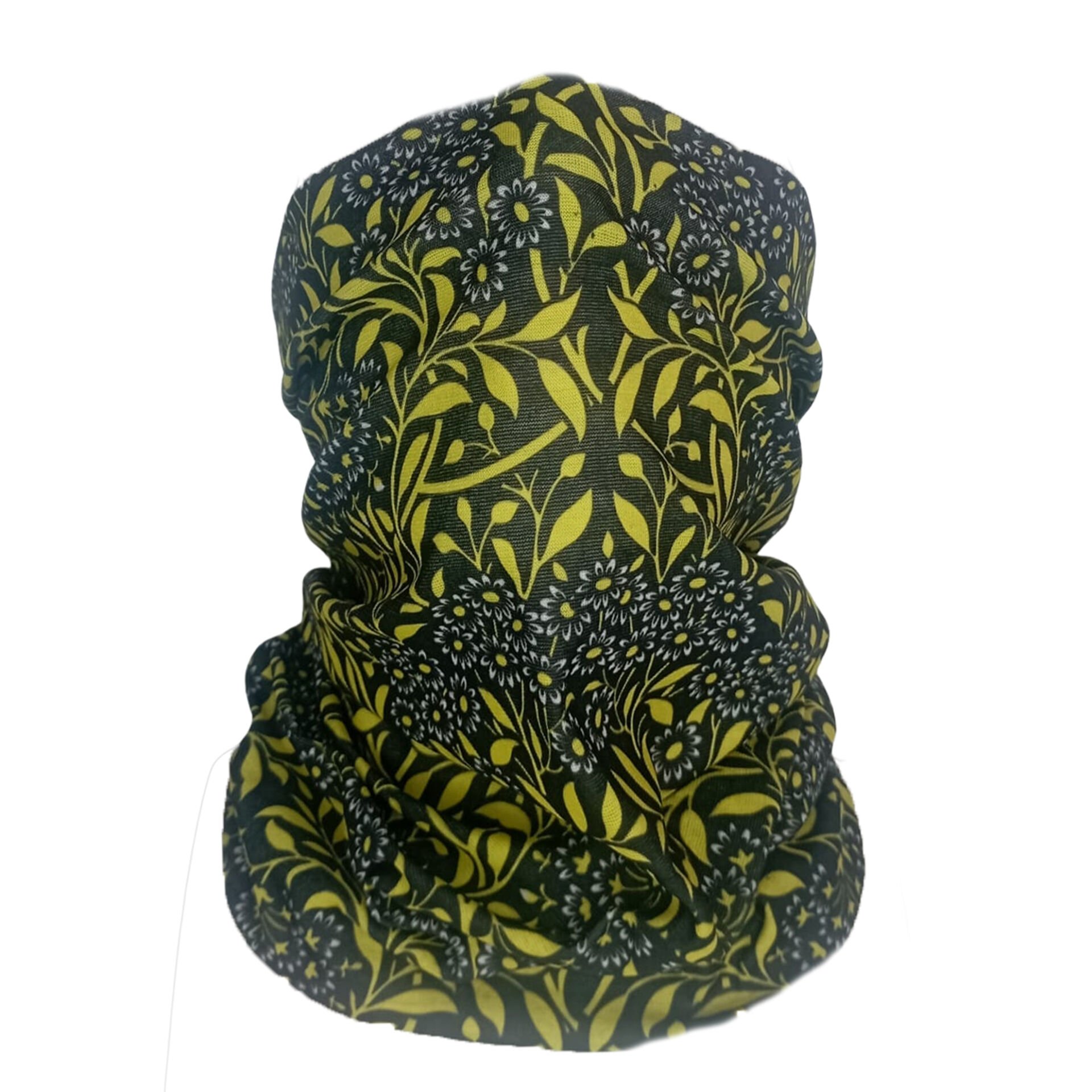 Yeşil Çiçek ve Yaprak Desenli Buff – Çok Amaçlı Boyunluk