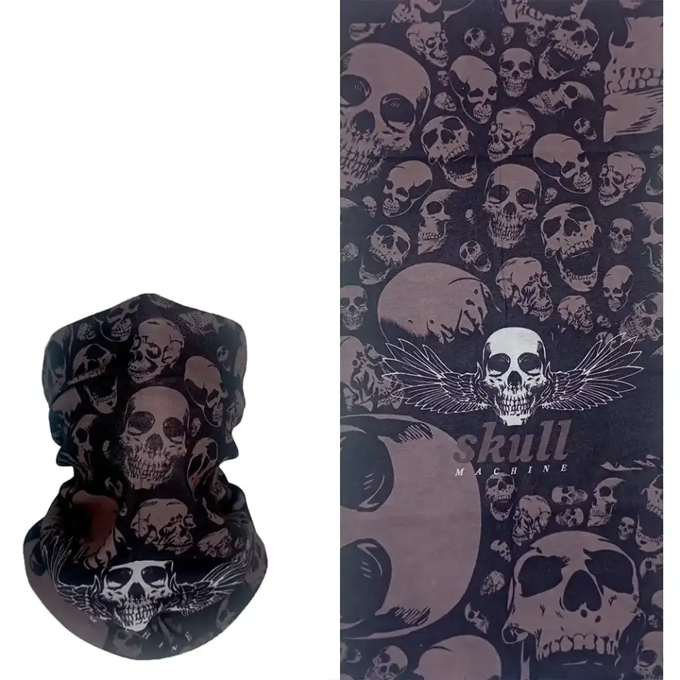 Skull Machine Kurukafa Desenli saça bağlanan buff Boru Bandana Saç Bandı