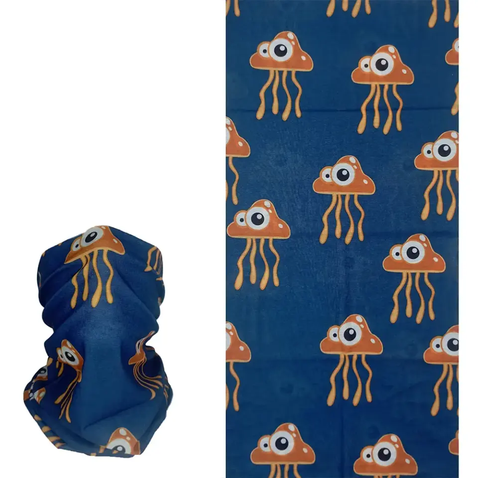 Denizanası Desenli saça, kola ve ağıza takılan buff Boru Bandana Saç Bandı