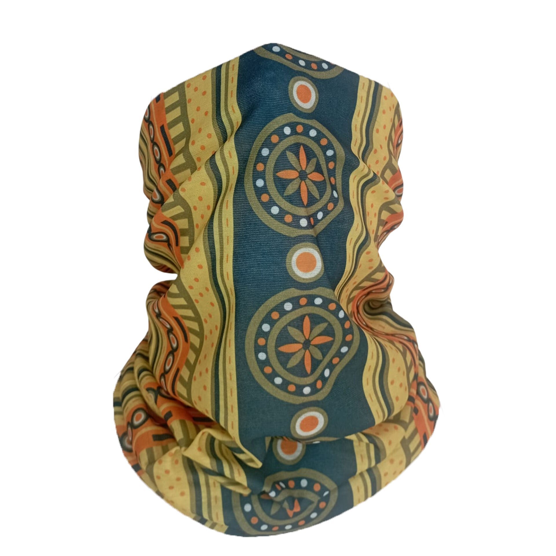 Etnik Desenli Buff – Sarı Lacivert Turuncu Unisex Boyunluk