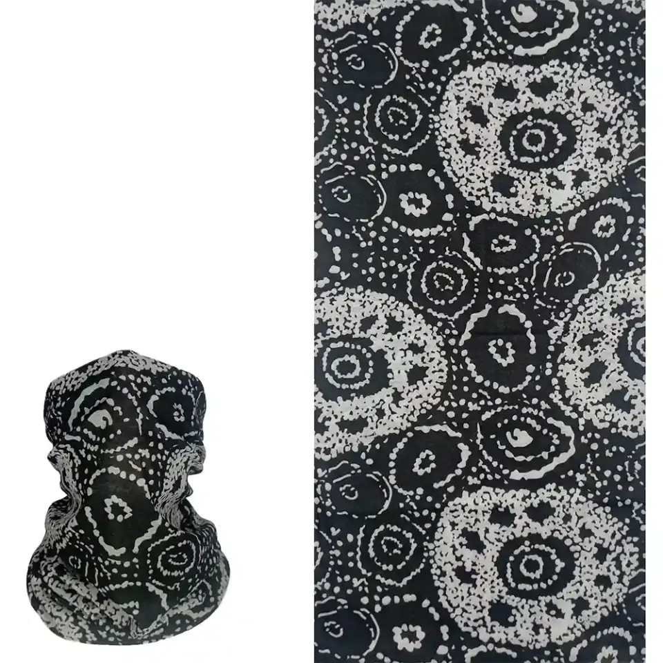 Siyah Beyaz Etnik Girdap Desenli saç için buff Boru Bandana Saç Bandı