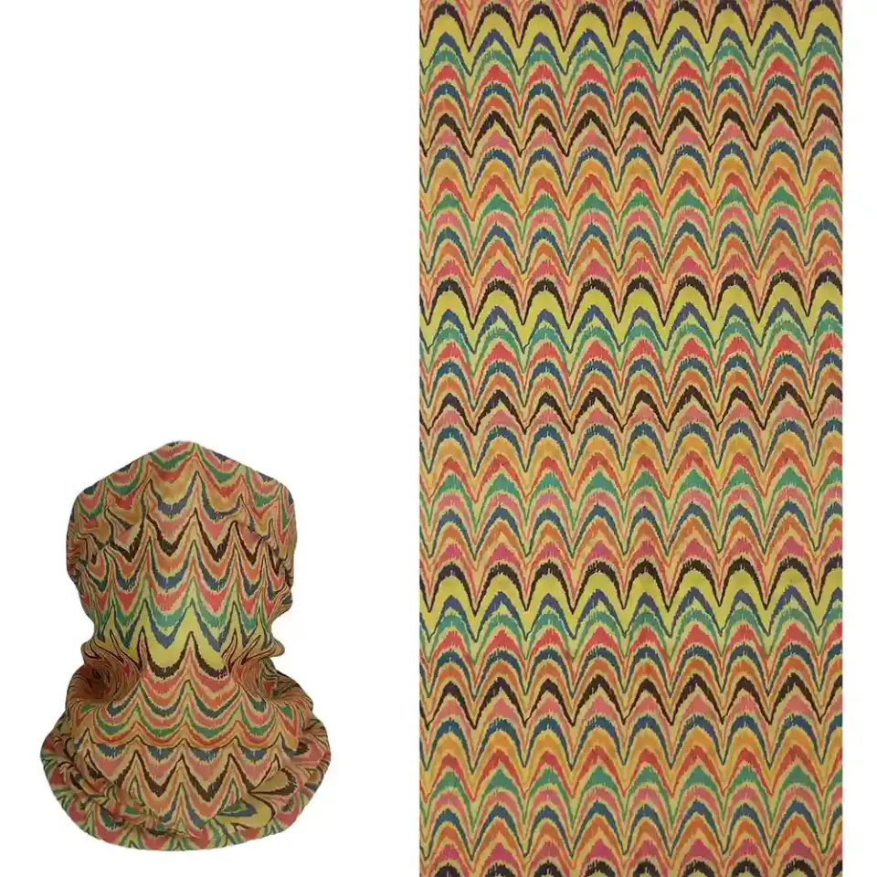 Retro Zikzak Desenli saça ve boyuna bağlanan buff Boru Bandana Saç Bandı