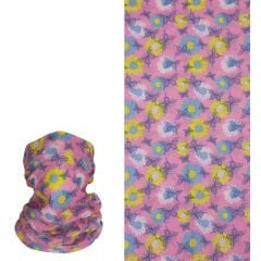 Pembe Çiçekli Kelebek Desenli Buff – Renkli Bahar Bandana
