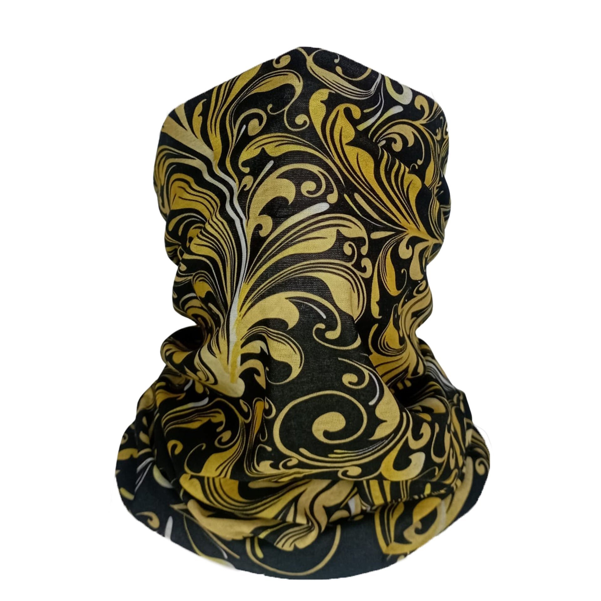 Siyah Sarı Desenli Buff Bandana – Şık ve Çok Amaçlı Boyunluk