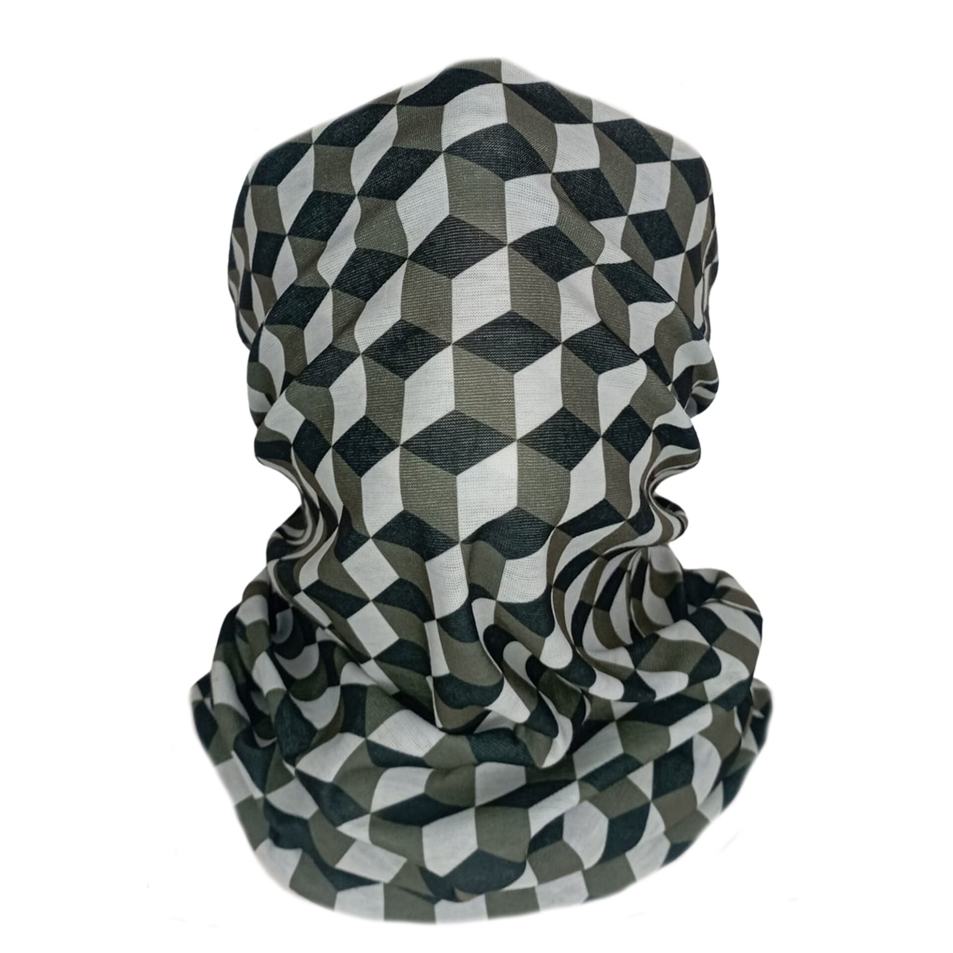Geometrik Küp Desenli Buff – Unisex Boyunluk ve Bandana
